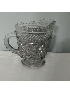 Vintage ANCHOR HOCKING WEXFORD GLASS Smoke Pressed Glass Diamond Pattern creamer